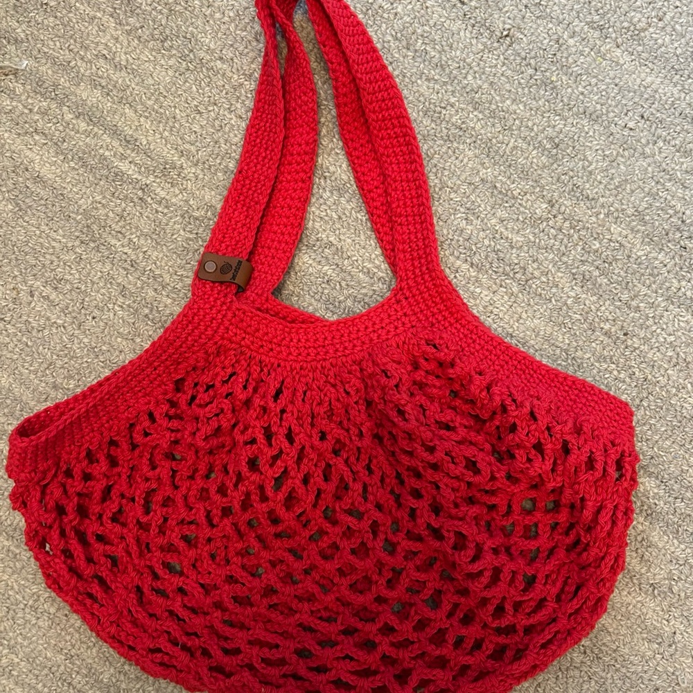 Red crochet market  Tote Bag as seen on passioknit Kelsie